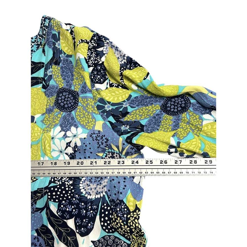 Habitat Floral Popover Tunic High Low Hem Women's XL Artsy 3/4 Sleeve Vacation - Picture 7 of 13